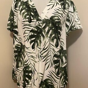 Hilary Radley Tropical Leaf Print Blouse